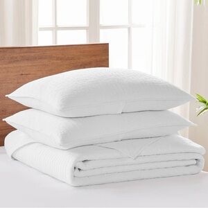 Levtex Home King Bedspread Set Cross Stitch Bright White